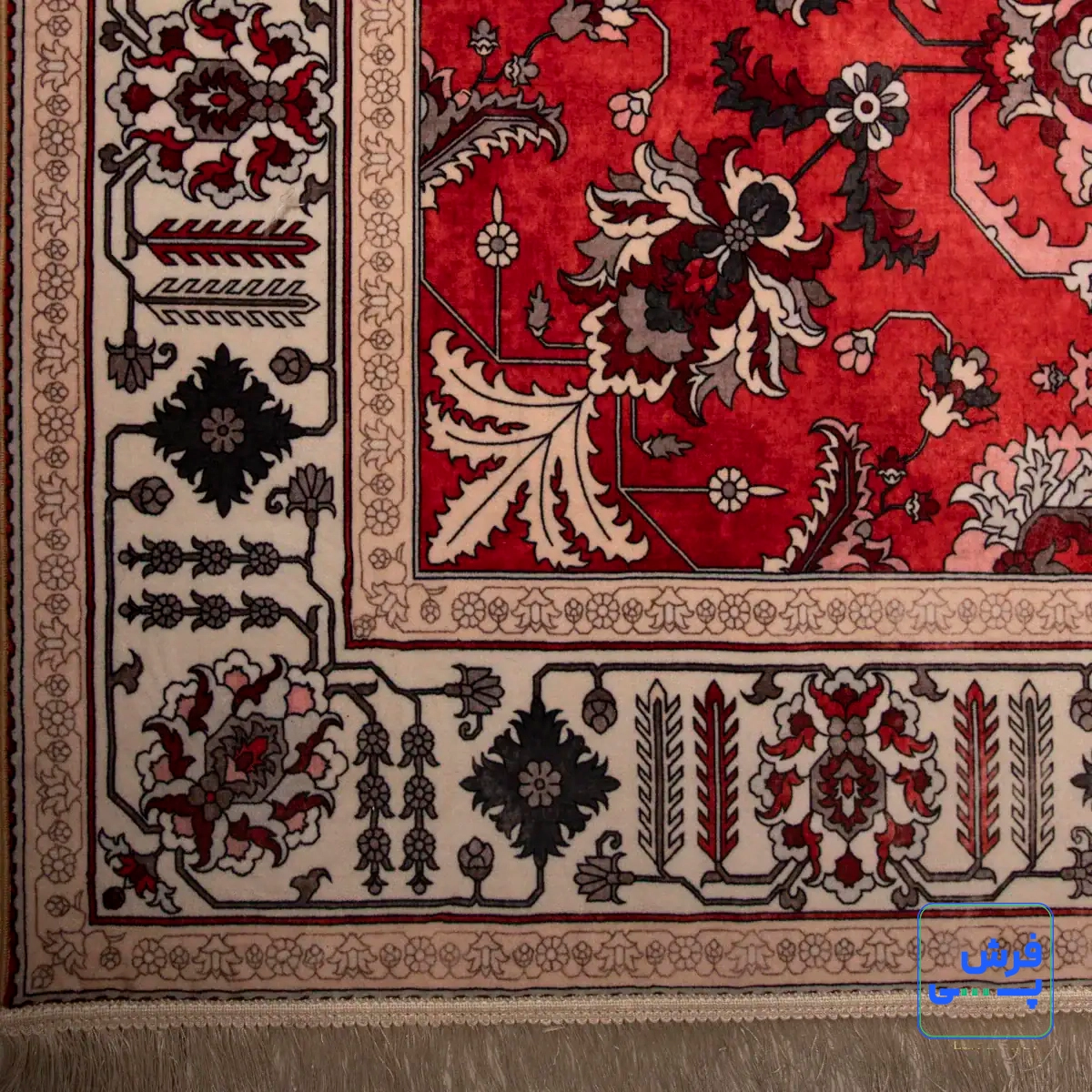 خرید قسطی |  فرش ابریشم ماشینی 743104 قرمز کرم