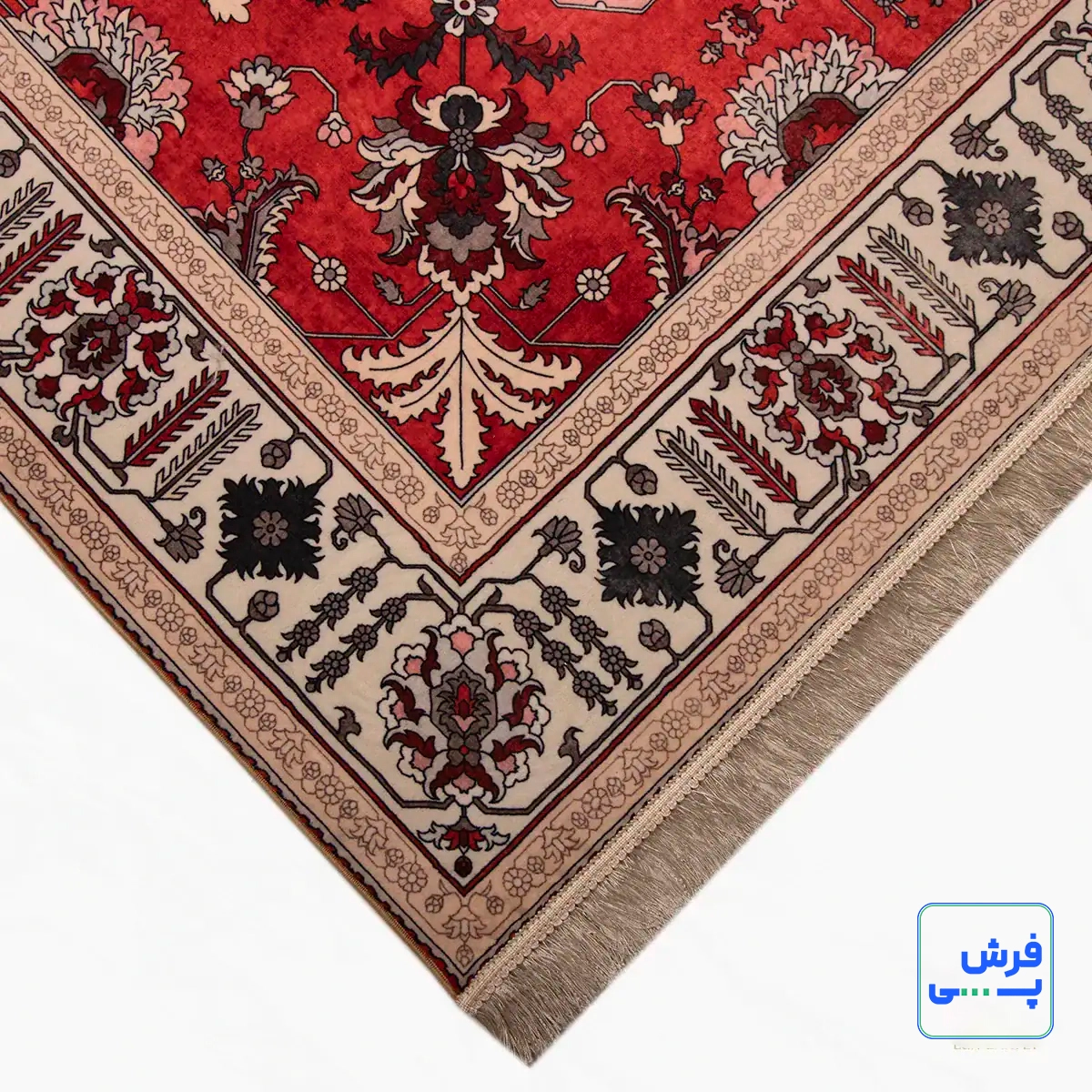 خرید قسطی |  فرش ابریشم ماشینی 743104 قرمز کرم