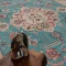 خرید قسطی |  فرش ابریشم ماشینی 743105 فیروزه‌ای کرم