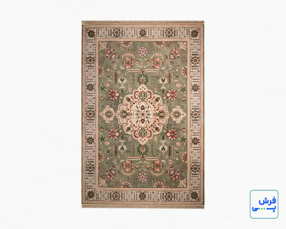 خرید قسطی |  فرش ابریشم ماشینی 743106 سبز کرم