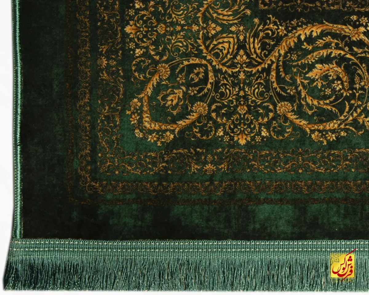 خرید قسطی |  فرش ابریشم ماشینی B1061 سبز طلایی