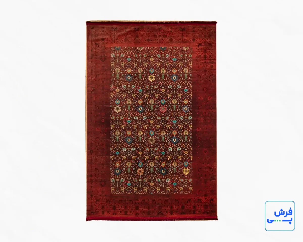 خرید قسطی |  فرش ابریشم ماشینی C1067 قرمز لاکی