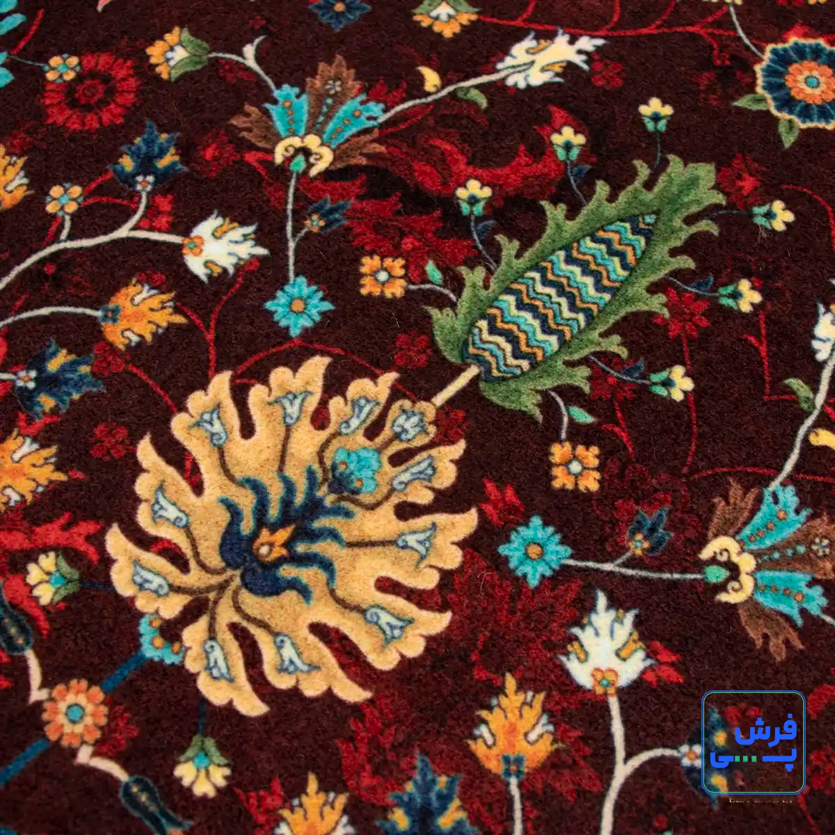 خرید قسطی |  فرش ابریشم ماشینی C1067 قرمز لاکی