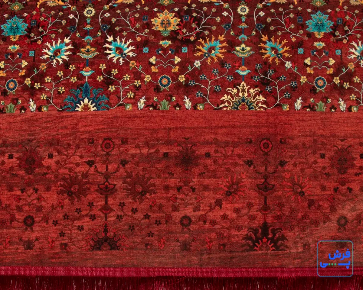 خرید قسطی |  فرش ابریشم ماشینی C1067 قرمز لاکی