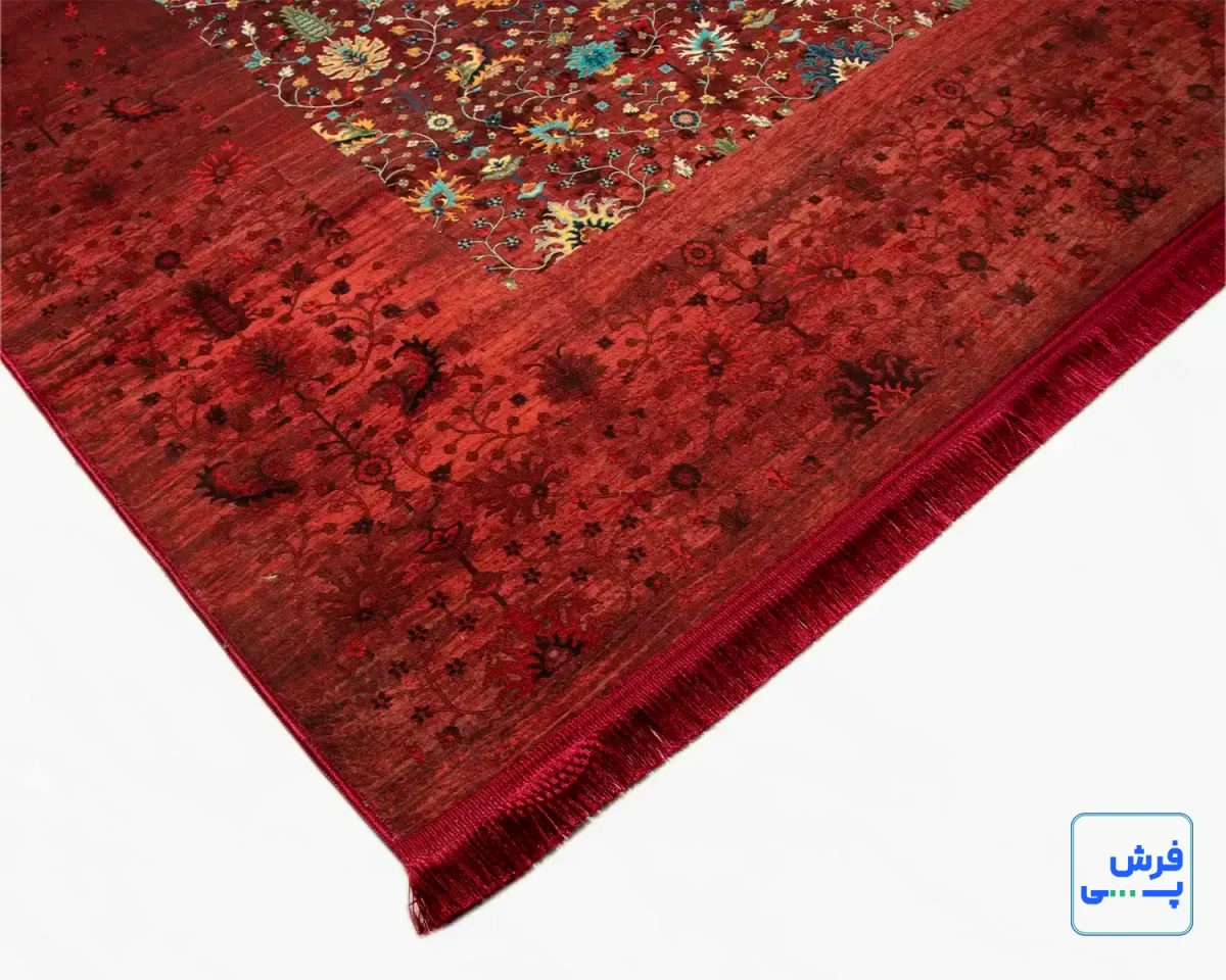 خرید قسطی |  فرش ابریشم ماشینی C1067 قرمز لاکی