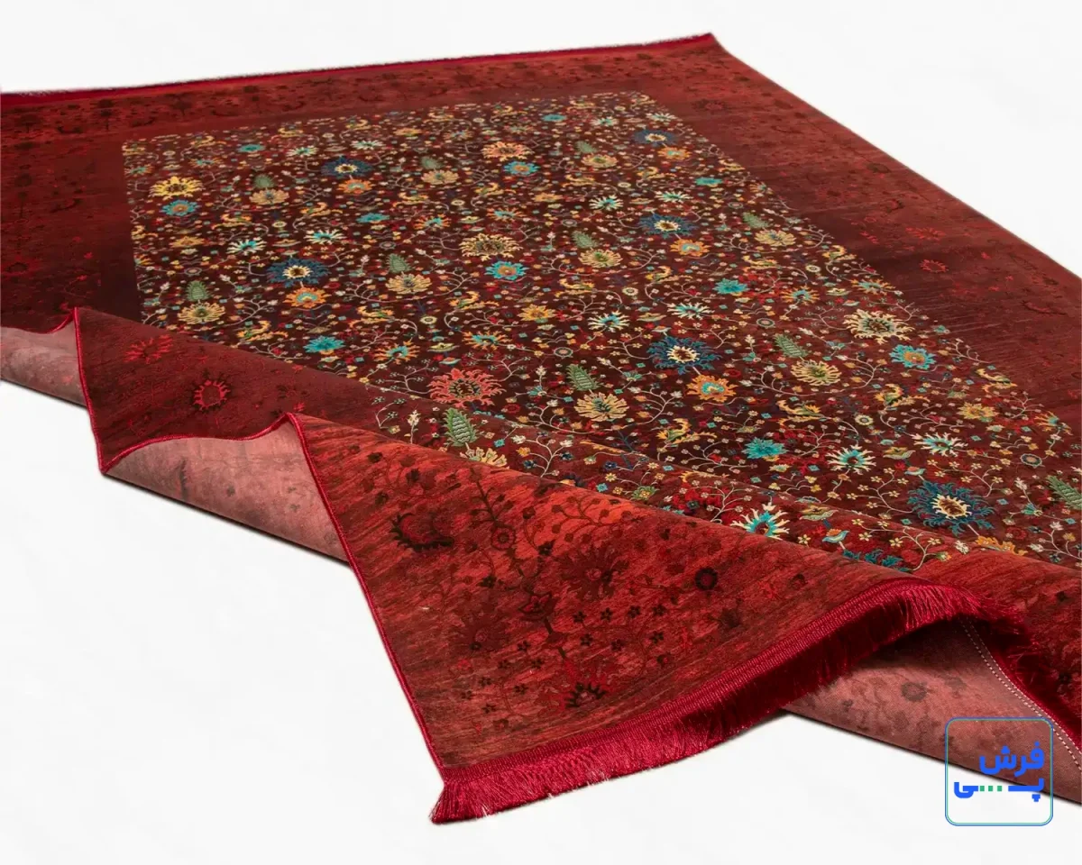 خرید قسطی |  فرش ابریشم ماشینی C1067 قرمز لاکی