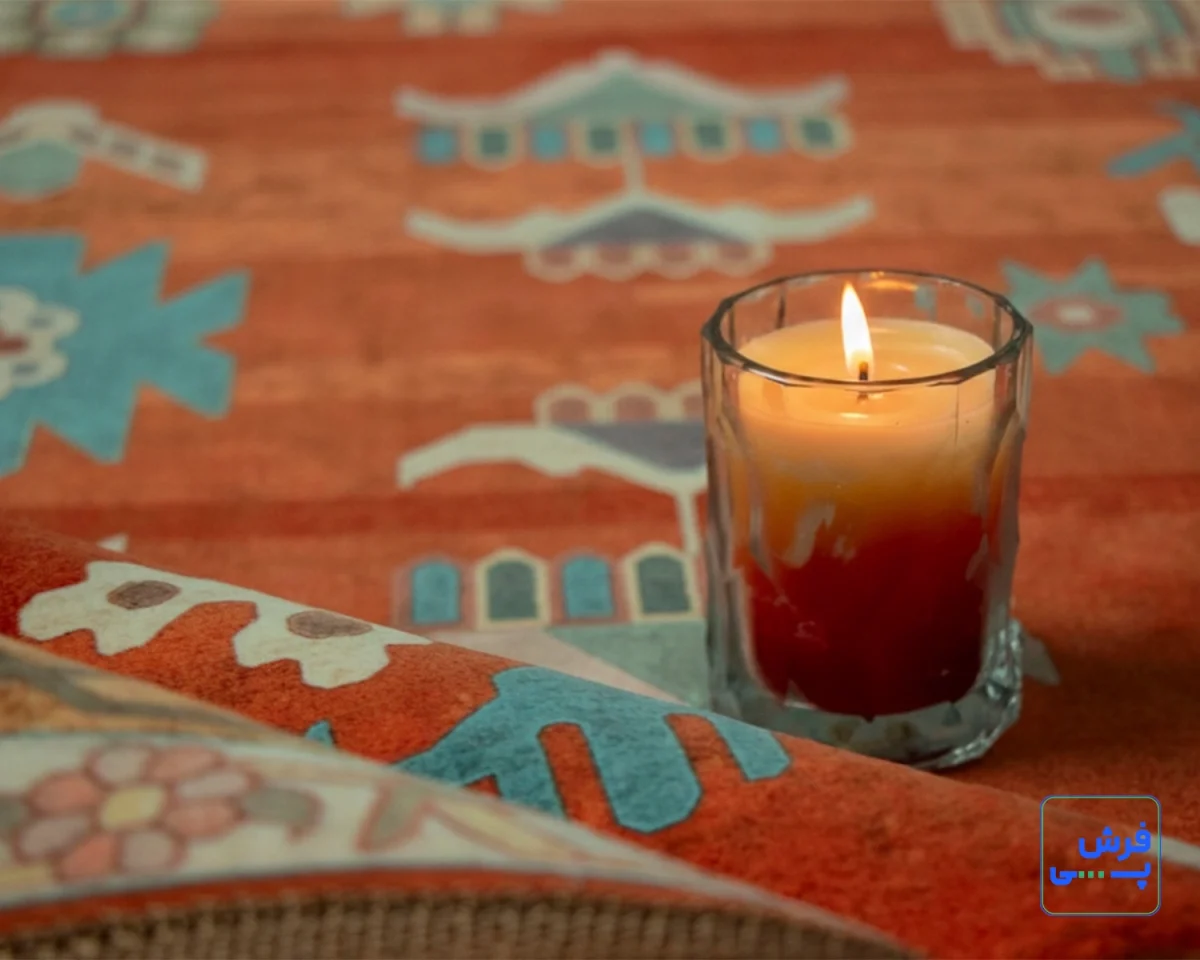 خرید قسطی |  فرش ابریشم ماشینی C1108 آجری آبی