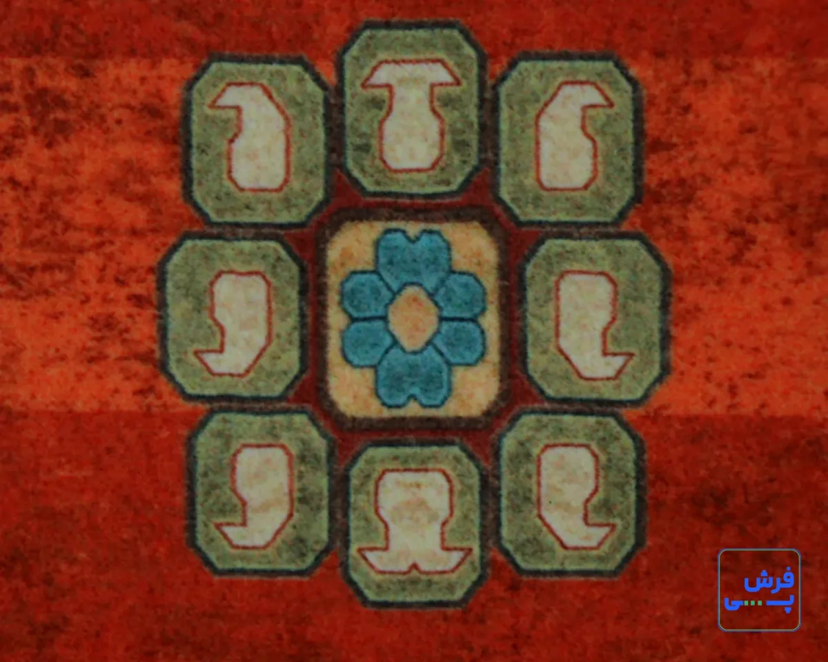 خرید قسطی |  فرش ابریشم ماشینی C1108 آجری آبی