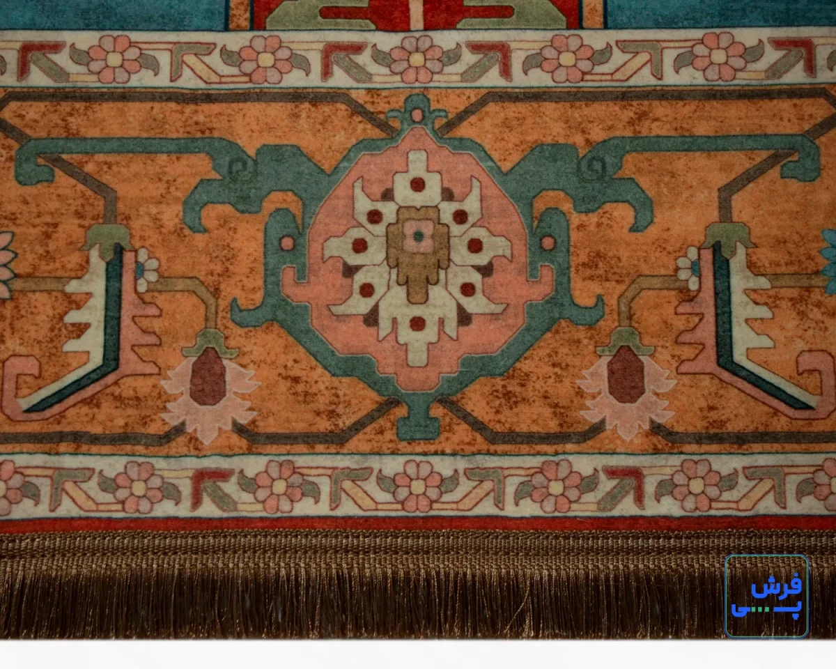 خرید قسطی |  فرش ابریشم ماشینی C1108 آجری آبی