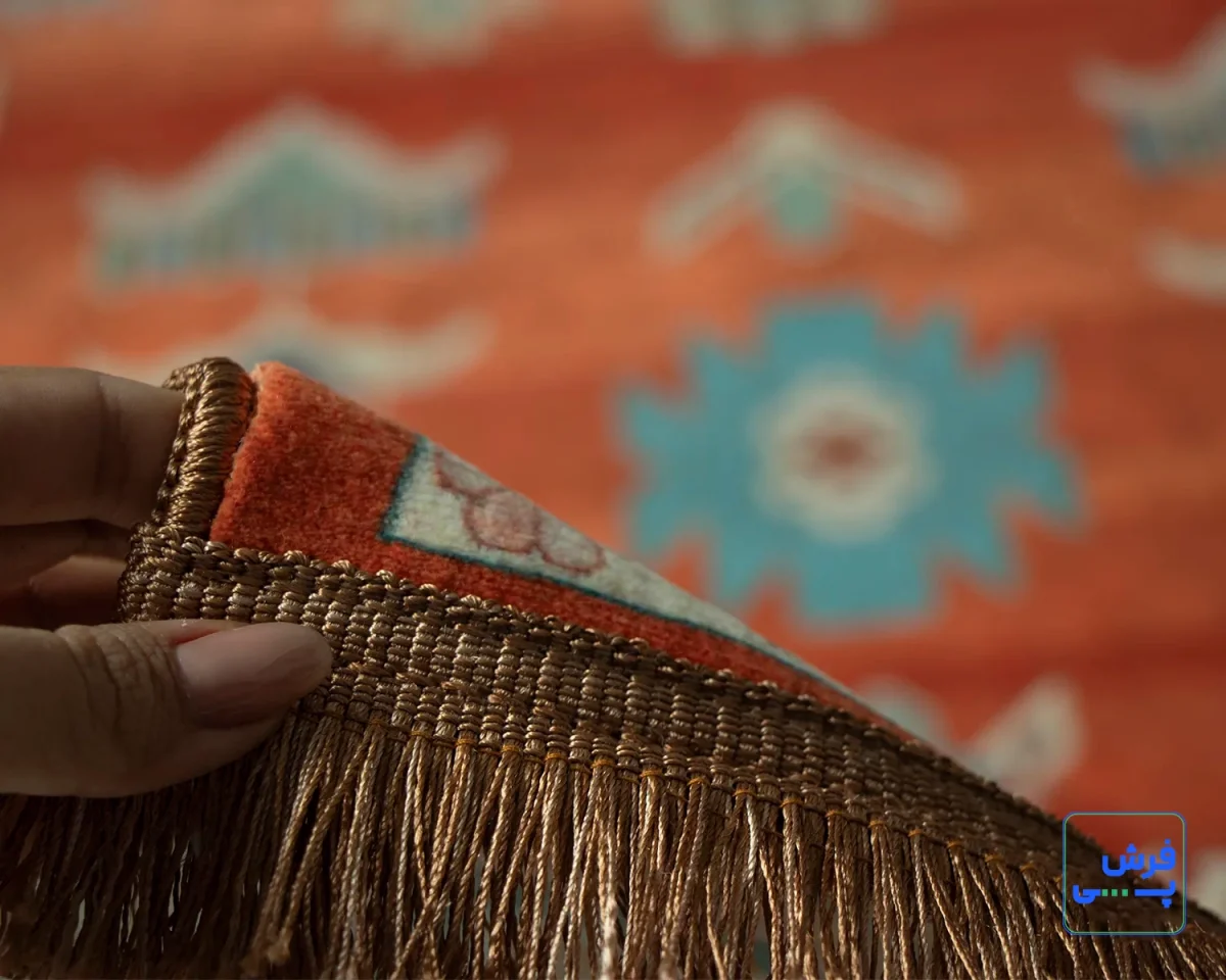 خرید قسطی |  فرش ابریشم ماشینی C1108 آجری آبی