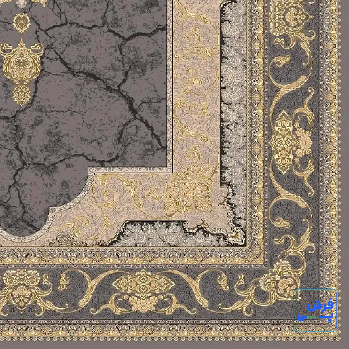 خرید قسطی |  فرش کلاسیک 6024 نقره ای طلایی