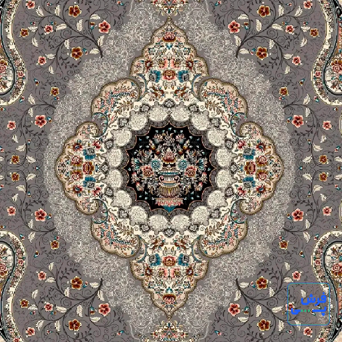 NOGHREI-3-8.webp خرید قسطی | فرش کلاسیک 7005 نقره ای طوسی