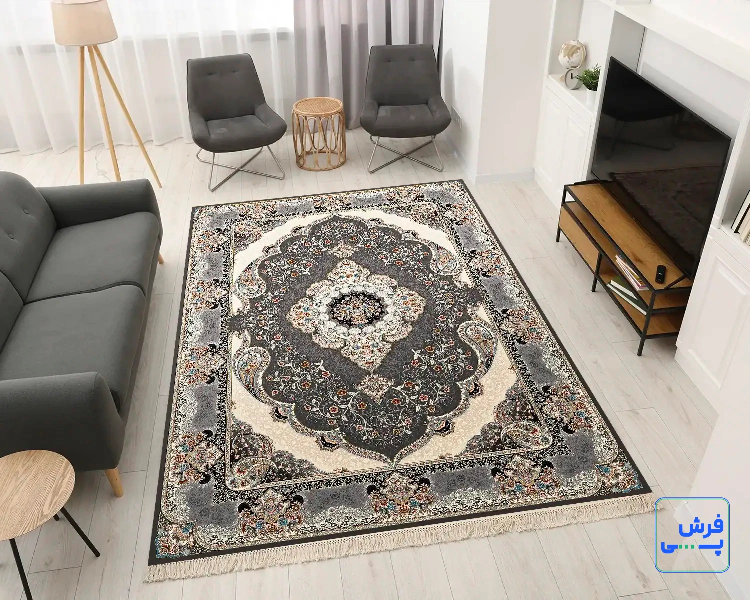 NOGHREI-4-7.webp خرید قسطی | فرش کلاسیک 7005 نقره ای طوسی