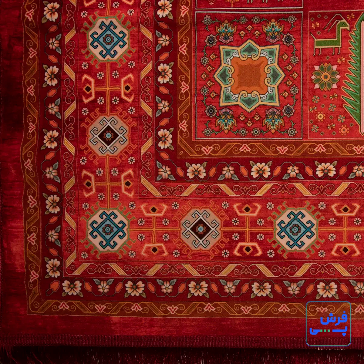T1050-6.webp خرید قسطی | فرش ابریشم ماشینی T1050 قرمز لاکی