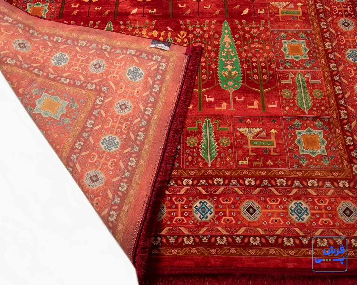 T1050-7.webp خرید قسطی | فرش ابریشم ماشینی T1050 قرمز لاکی