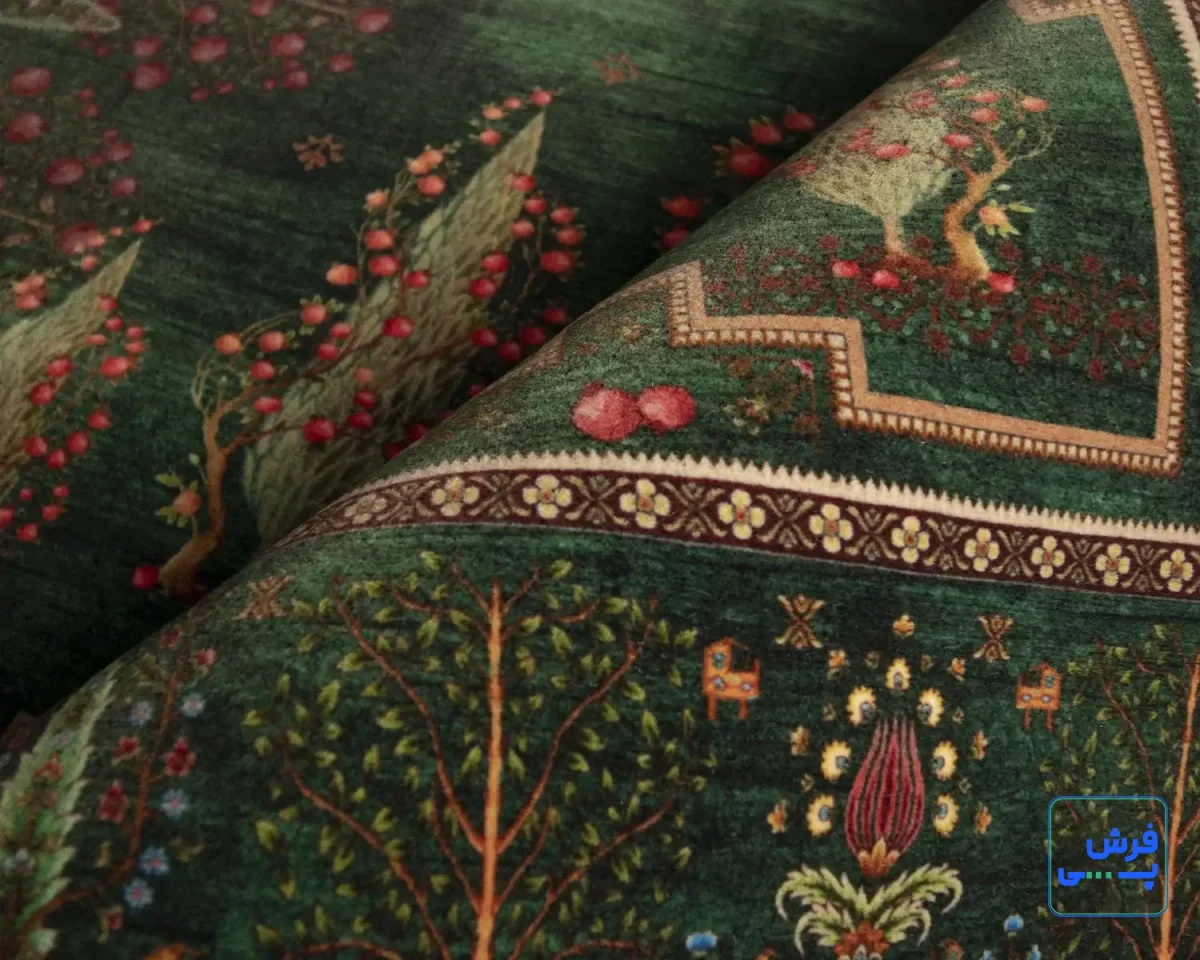 خرید قسطی |  فرش ابریشم ماشینی T1062 سبز