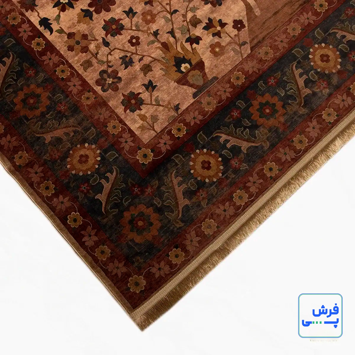 Z1086-10.webp خرید قسطی | فرش ابریشم ماشینی Z1086 کرم حاشیه سرمه ای
