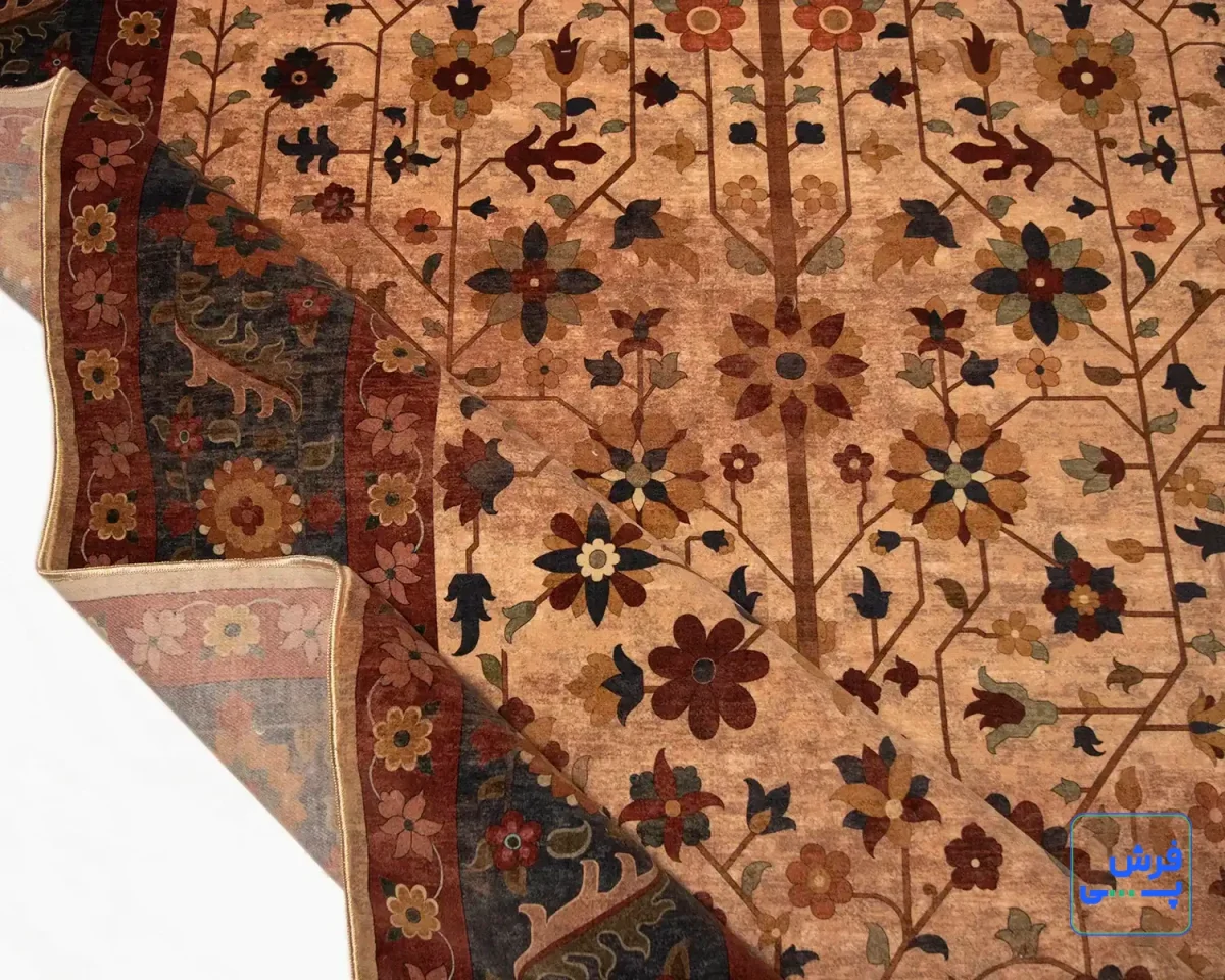Z1086-2.webp خرید قسطی | فرش ابریشم ماشینی Z1086 کرم حاشیه سرمه ای