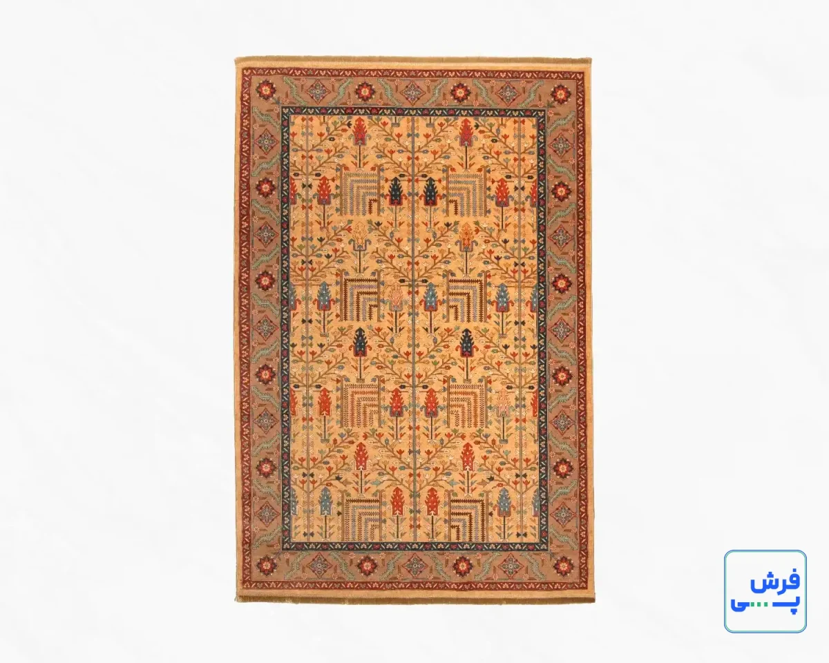 c1116-0.webp خرید قسطی | فرش ابریشم ماشینی C1116 بژ گردویی