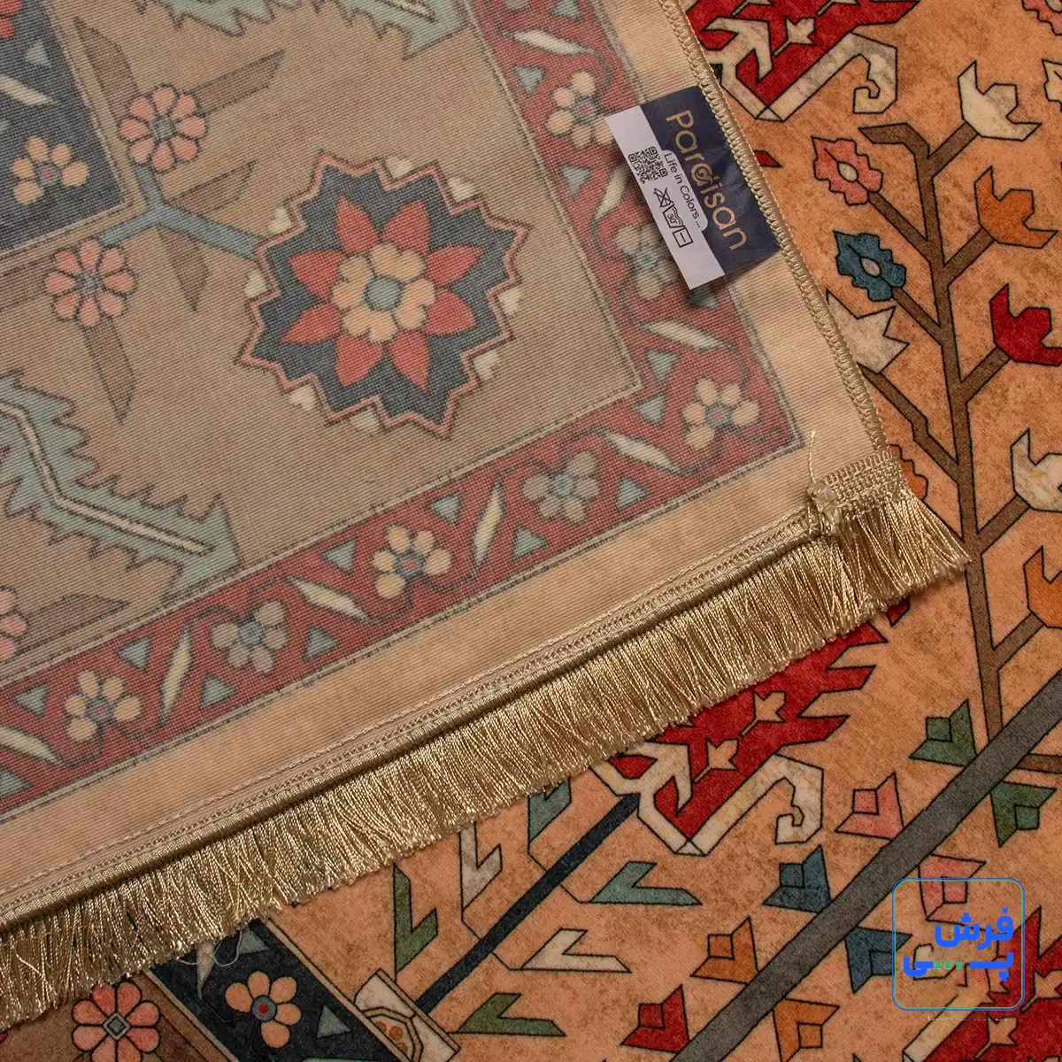 c1116-5.webp خرید قسطی | فرش ابریشم ماشینی C1116 بژ گردویی