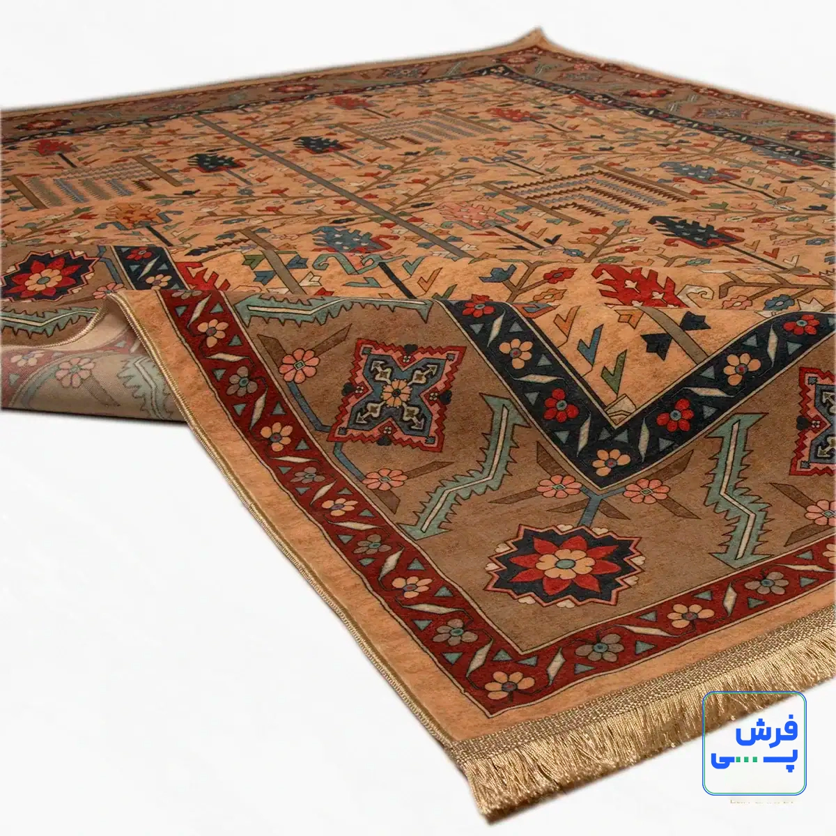 c1116-7.webp خرید قسطی | فرش ابریشم ماشینی C1116 بژ گردویی