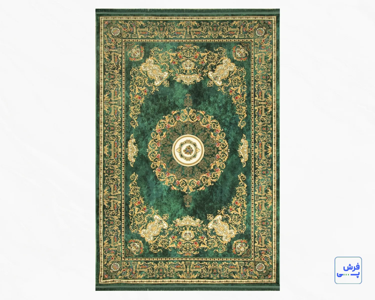 خرید قسطی | فرش ابریشم ماشینی D1044 سبز کرم