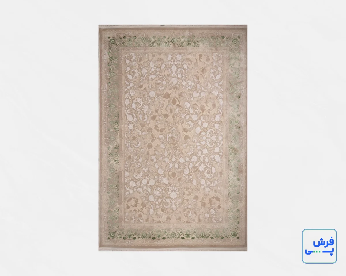 flora-3022-e-3.webp خرید قسطی | فرش وینتیج 3022 کرم نسکافهای حاشیه سبز