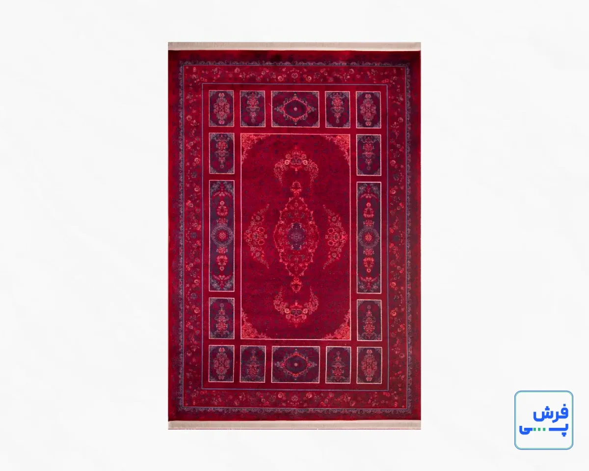 خرید قسطی |  فرش وینتیج کتیبه lsk قرمز سورمه ای
