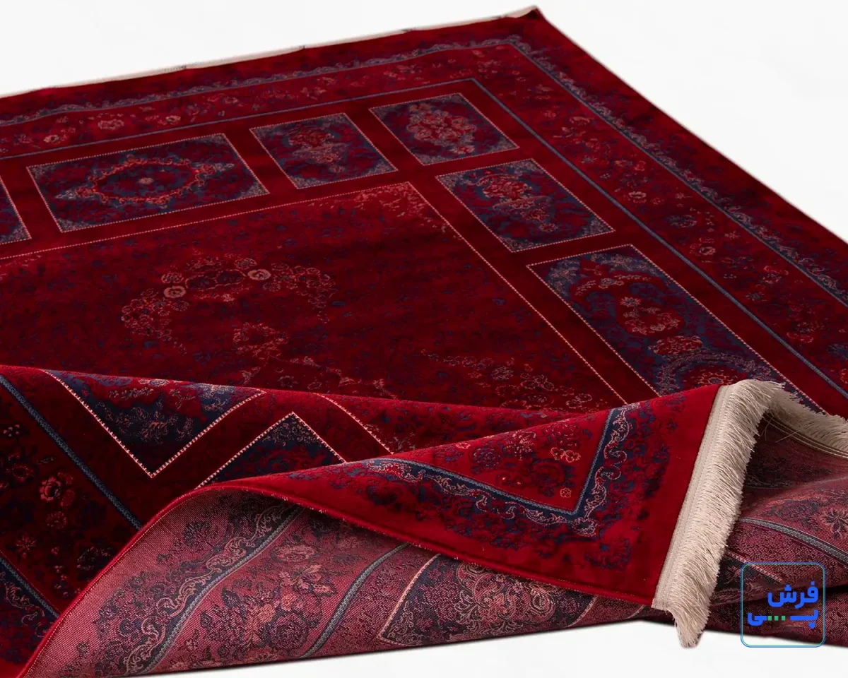 خرید قسطی |  فرش وینتیج کتیبه lsk قرمز سورمه ای