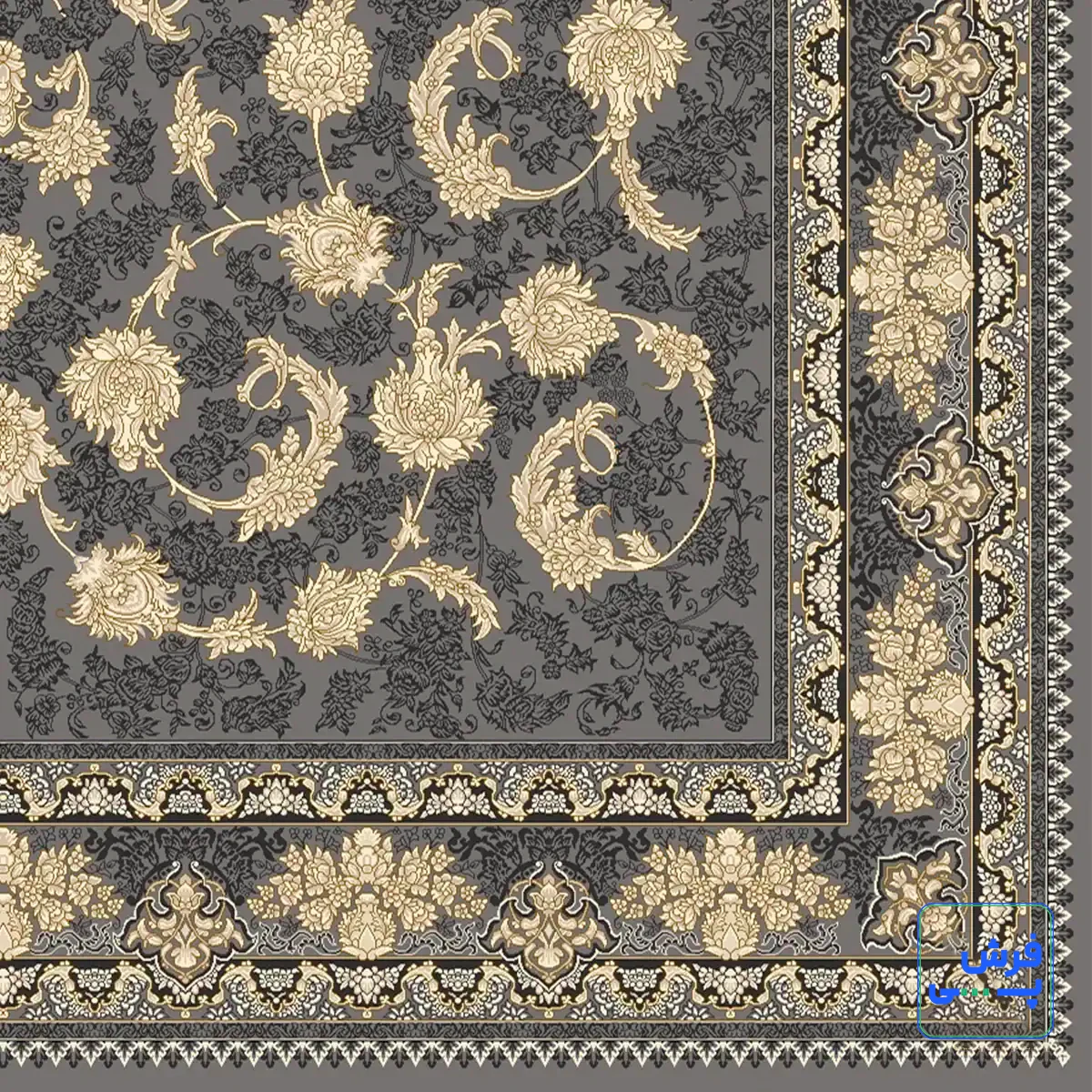 خرید قسطی |  فرش کلاسیک 6023 نقره ای طلایی