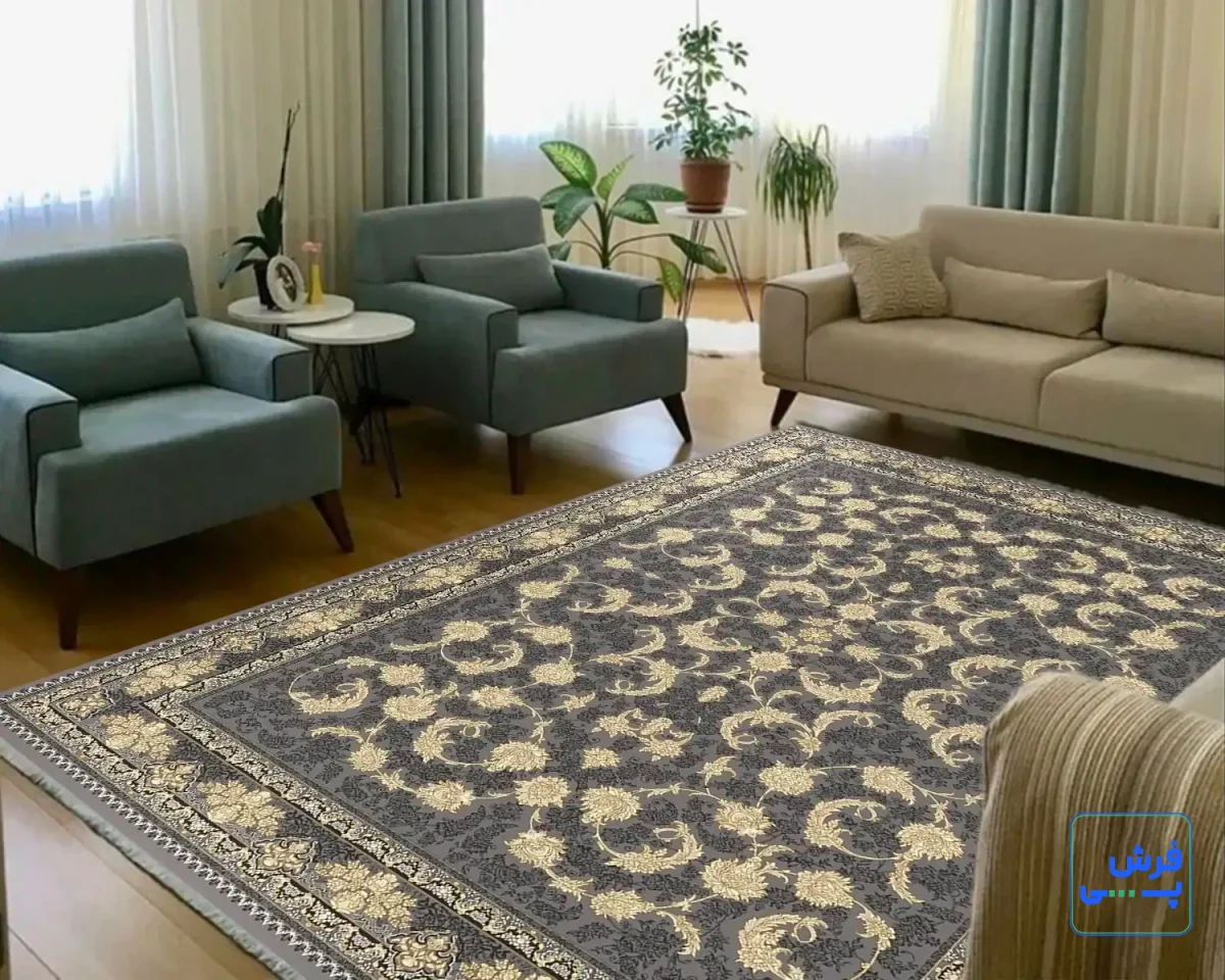 خرید قسطی |  فرش کلاسیک 6023 نقره ای طلایی