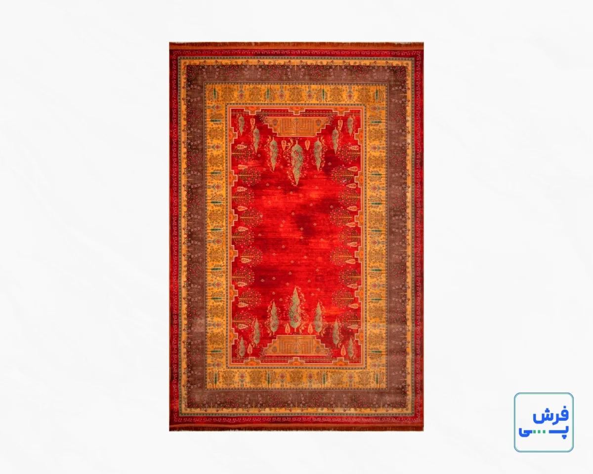 t-1059-1.webp خرید قسطی | فرش ابریشم ماشینی T1059 لاکی نخودی