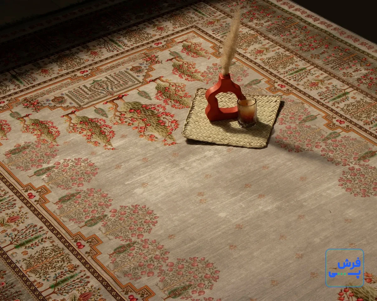 خرید قسطی |  فرش ابریشم ماشینی T1061 طوسی