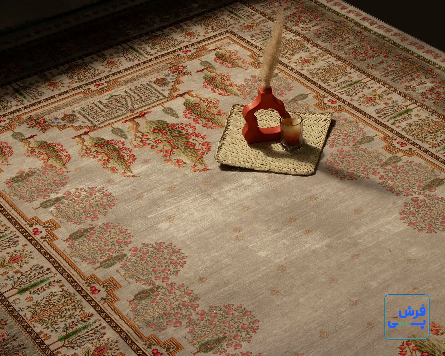 خرید قسطی |  فرش ابریشم ماشینی T1061 طوسی