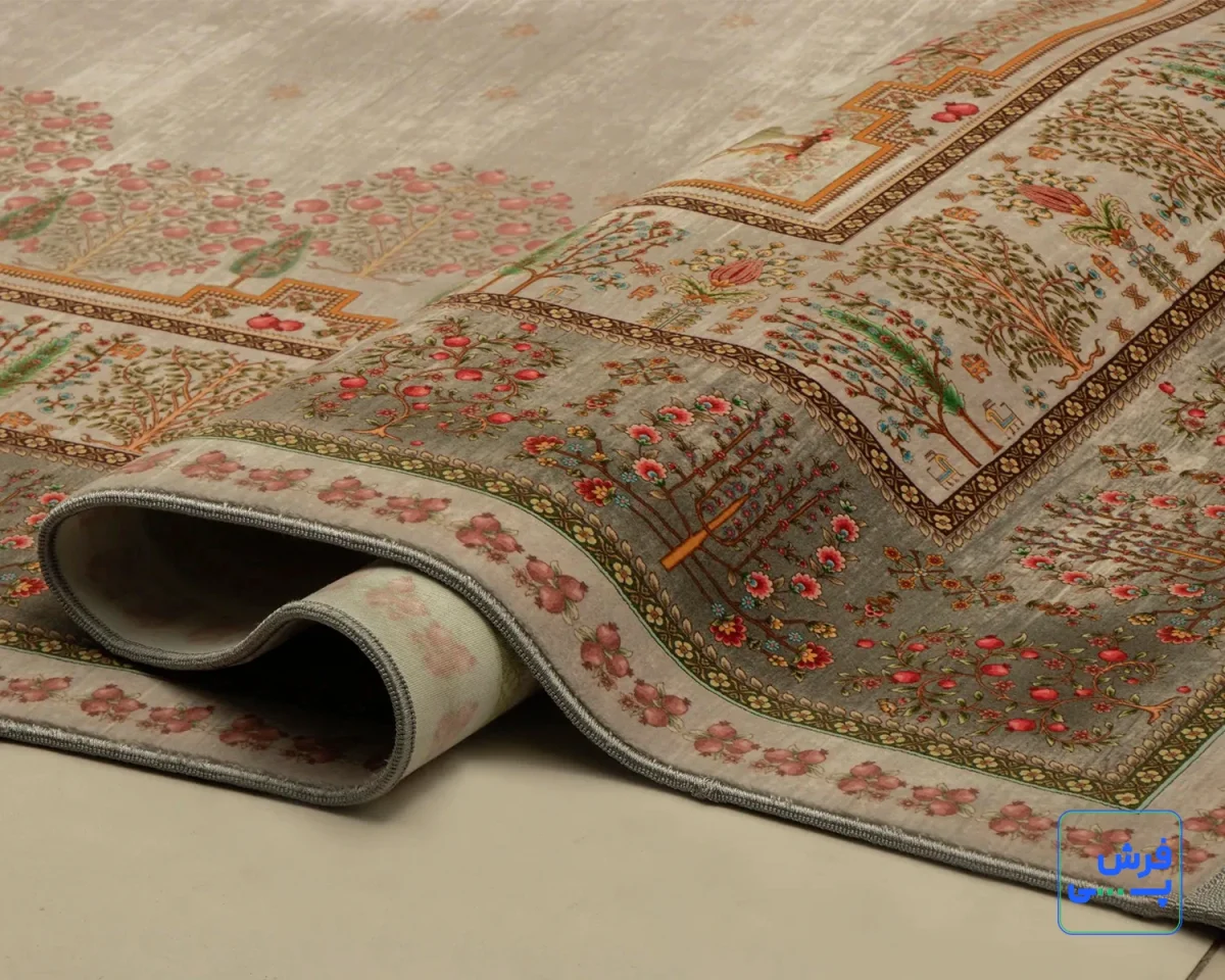 خرید قسطی |  فرش ابریشم ماشینی T1061 طوسی