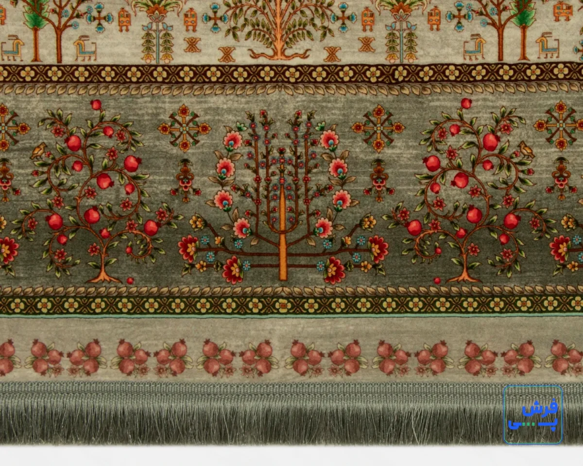 خرید قسطی |  فرش ابریشم ماشینی T1061 طوسی