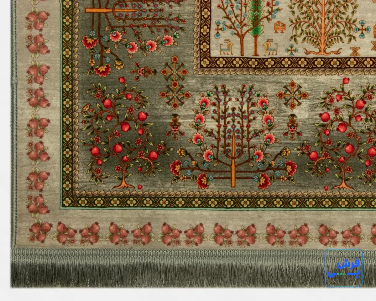 خرید قسطی |  فرش ابریشم ماشینی T1061 طوسی