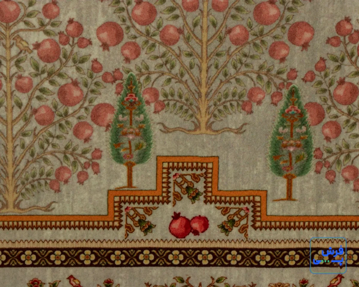 خرید قسطی |  فرش ابریشم ماشینی T1061 طوسی