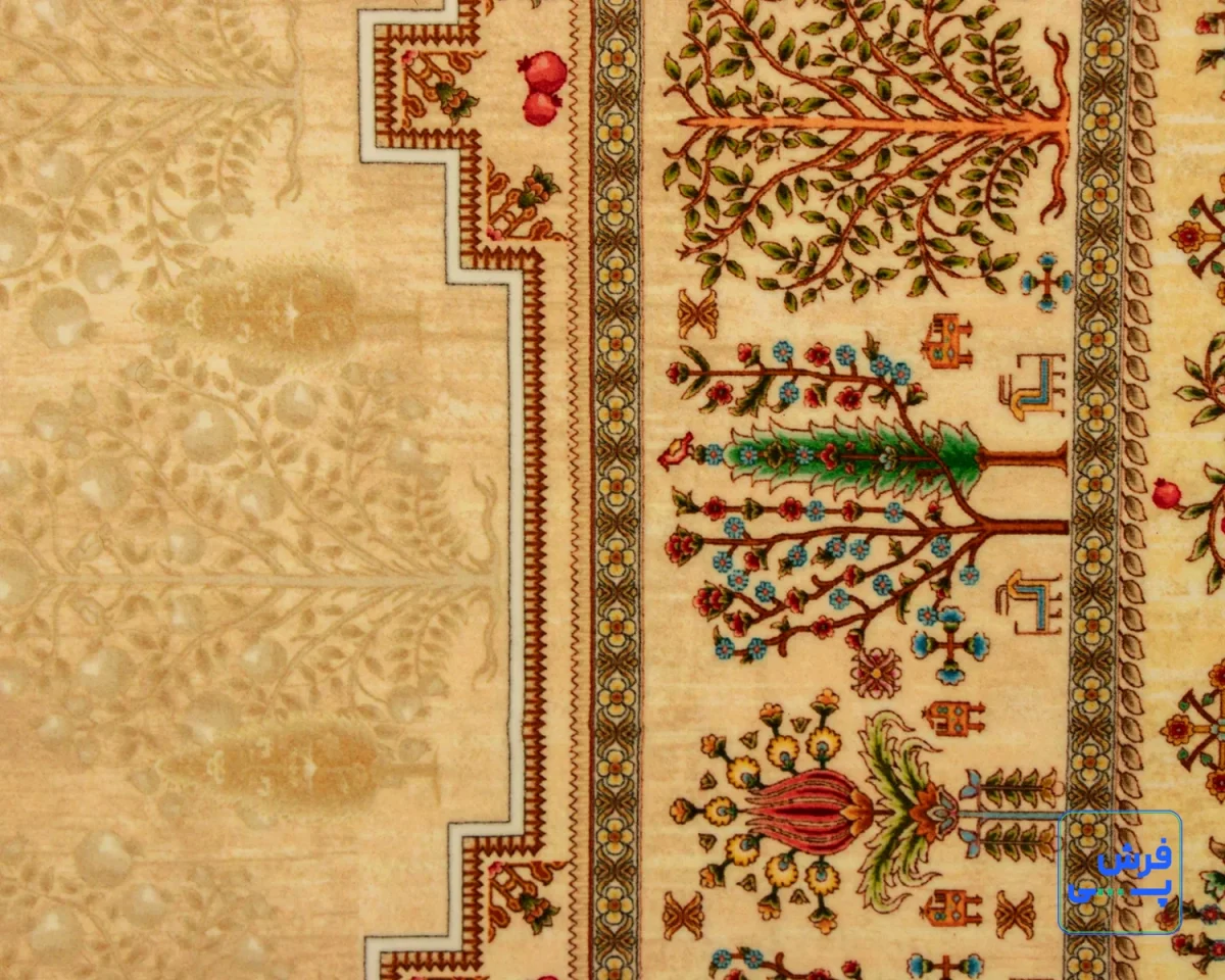 t-1063-9.webp خرید قسطی | فرش ابریشم ماشینی T1063 کرم
