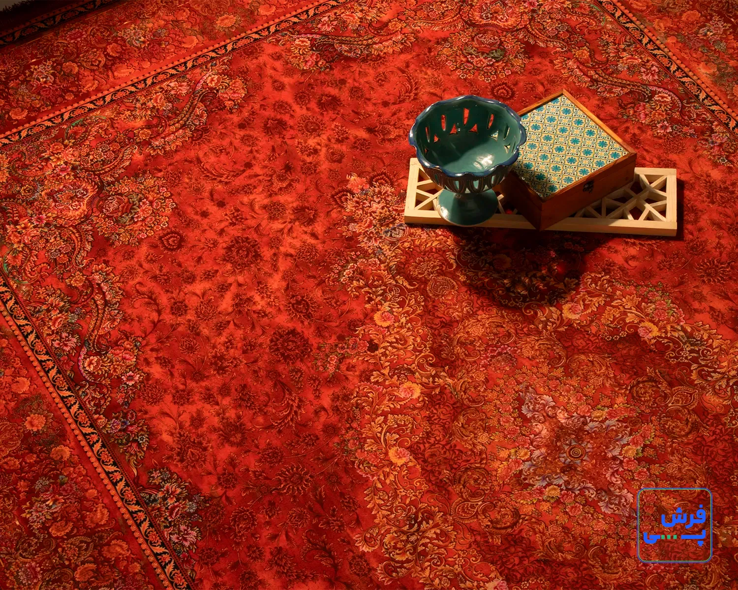 خرید قسطی |  فرش ابریشم ماشینی T1077 لاکی