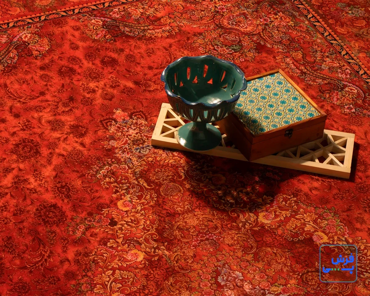 خرید قسطی |  فرش ابریشم ماشینی T1077 لاکی