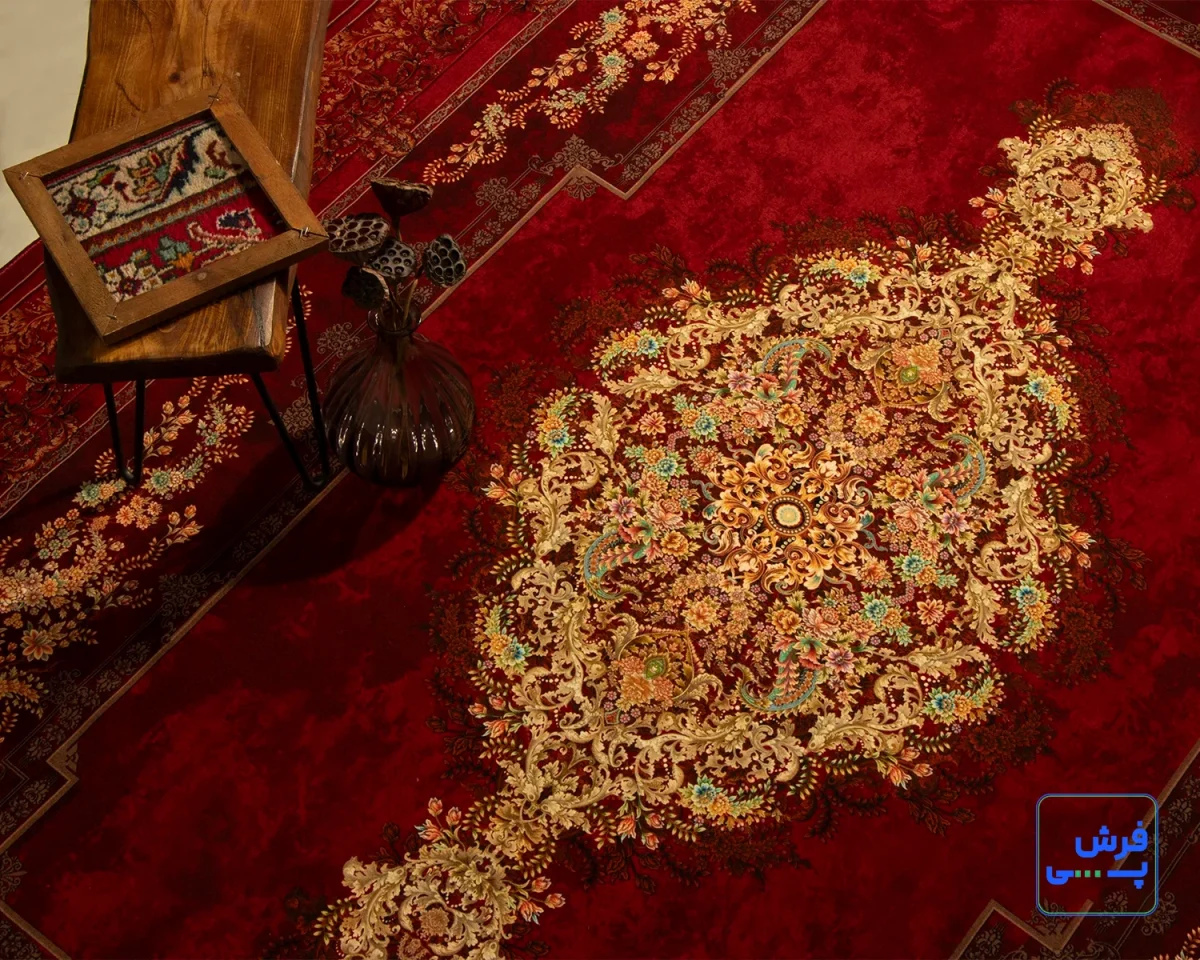 خرید قسطی |  فرش ابریشم ماشینی T1081 لاکی