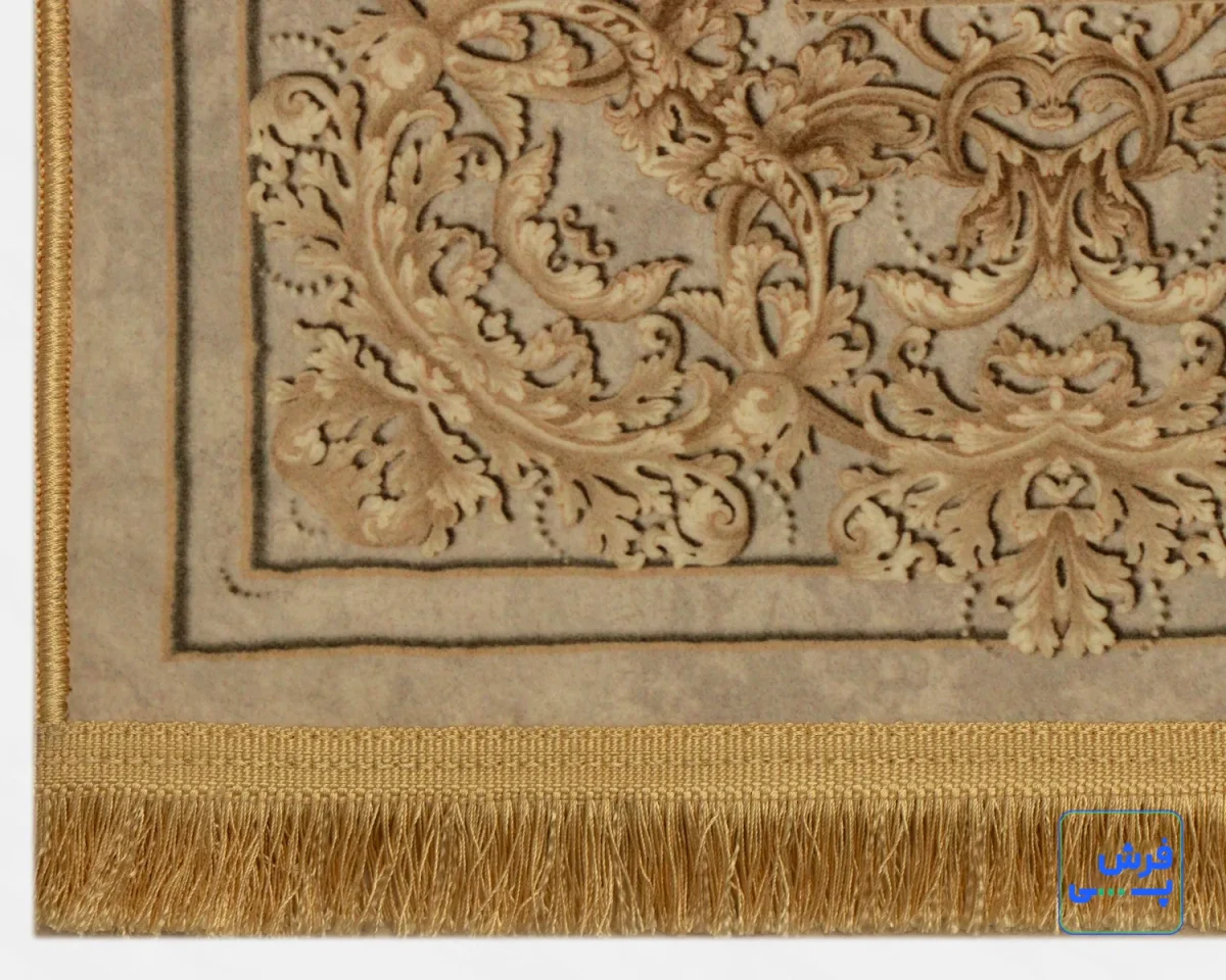 خرید قسطی |  فرش ابریشم ماشینی T1082 کرم طوسی
