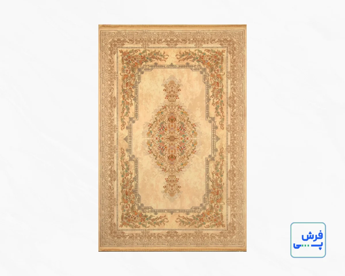 خرید قسطی |  فرش ابریشم ماشینی T1084 کرم