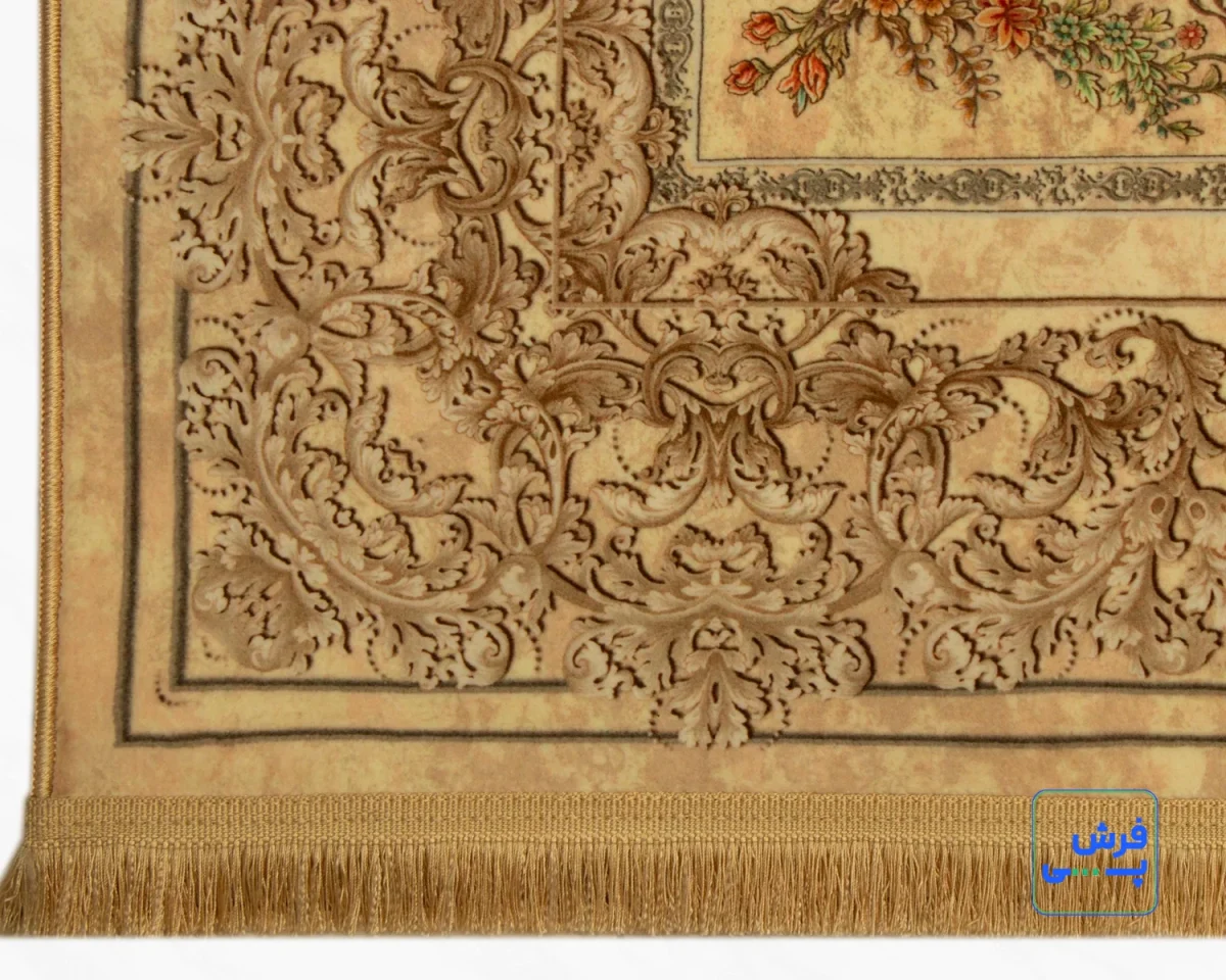 خرید قسطی |  فرش ابریشم ماشینی T1084 کرم