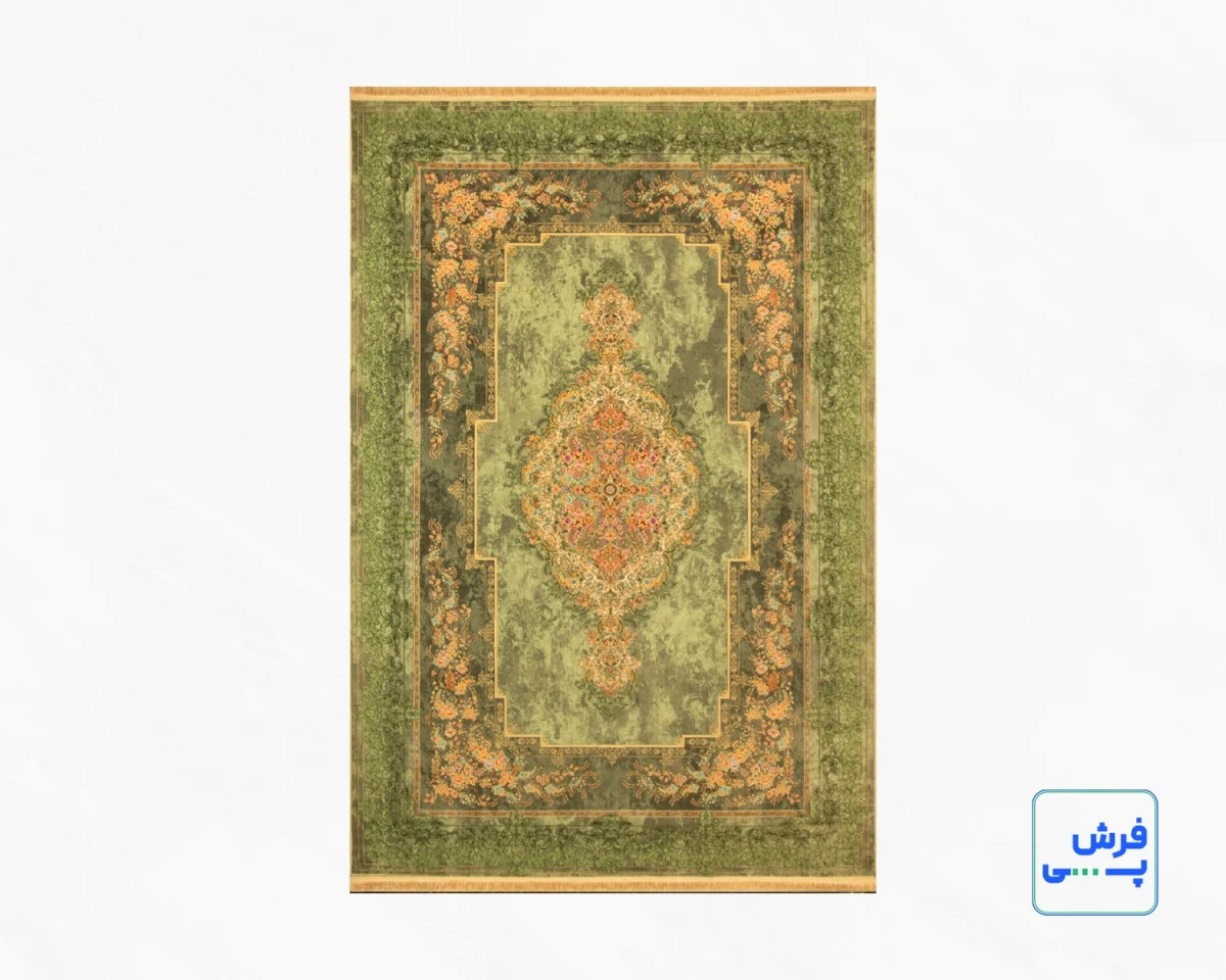 خرید قسطی |  فرش ابریشم ماشینی T1085 سبز