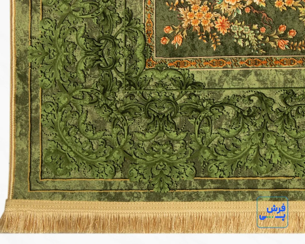 خرید قسطی |  فرش ابریشم ماشینی T1085 سبز