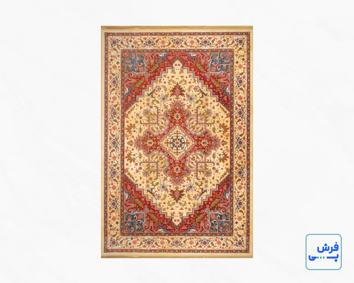 خرید قسطی |  فرش ابریشم ماشینی T1090 کرم لاکی