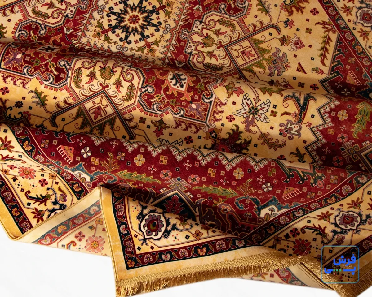 خرید قسطی |  فرش ابریشم ماشینی T1090 کرم لاکی