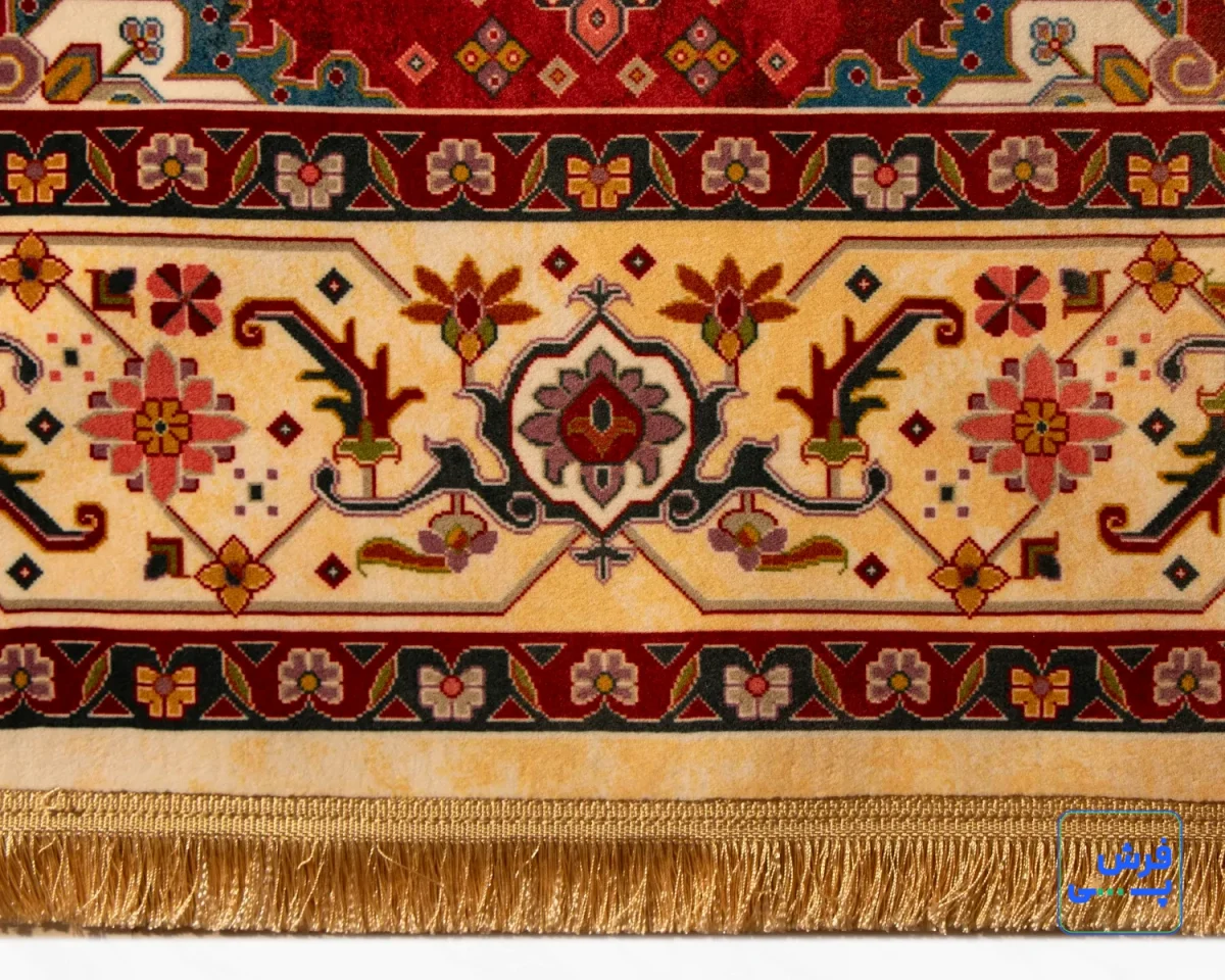 خرید قسطی |  فرش ابریشم ماشینی T1090 کرم لاکی